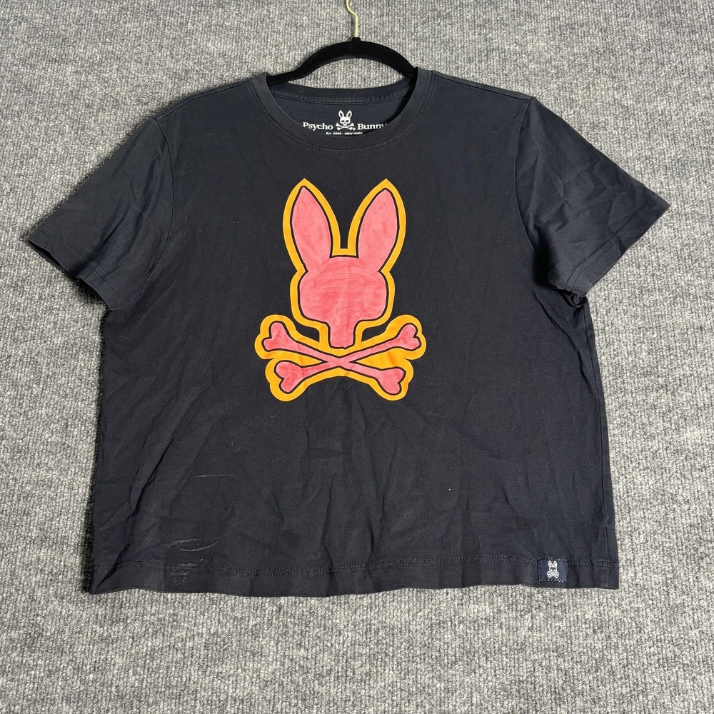 Psycho Bunny Mens Black Pima Cotton Graphic Tee Shirt Size 4 Casual Streetwear
